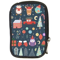 Vector Set Cute Christmas Elements Santa Penguin Deer Bear Fox Owl Trees Snowman Bird Angel More Compact Camera Leather Case by Vaneshart