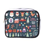 Vector Set Cute Christmas Elements Santa Penguin Deer Bear Fox Owl Trees Snowman Bird Angel More Mini Toiletries Bag (One Side) Front