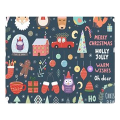 Vector Set Cute Christmas Elements Santa Penguin Deer Bear Fox Owl Trees Snowman Bird Angel More Double Sided Flano Blanket (large)  by Vaneshart