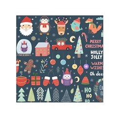 Vector Set Cute Christmas Elements Santa Penguin Deer Bear Fox Owl Trees Snowman Bird Angel More Small Satin Scarf (square) by Vaneshart