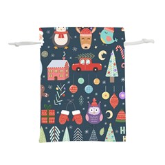 Vector Set Cute Christmas Elements Santa Penguin Deer Bear Fox Owl Trees Snowman Bird Angel More Lightweight Drawstring Pouch (m) by Vaneshart