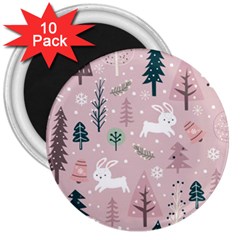 Winter Season Seamless Pattern Decoration 3  Magnets (10 Pack)  by Vaneshart