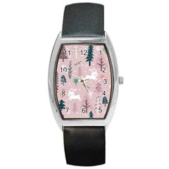 Winter Season Seamless Pattern Decoration Barrel Style Metal Watch by Vaneshart