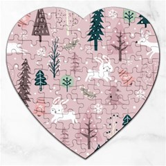 Winter Season Seamless Pattern Decoration Jigsaw Puzzle (heart) by Vaneshart