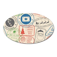 Christmas Postal Pattern Oval Magnet by Vaneshart