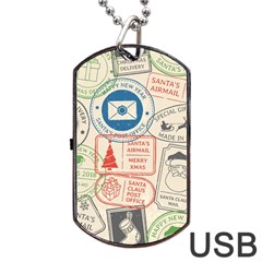 Christmas Postal Pattern Dog Tag Usb Flash (two Sides) by Vaneshart