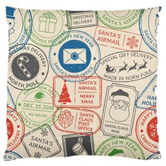 Christmas Postal Pattern Large Flano Cushion Case (one Side) by Vaneshart