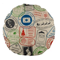 Christmas Postal Pattern Large 18  Premium Flano Round Cushions by Vaneshart