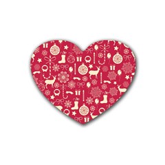 Christmas Pattern Background Heart Coaster (4 Pack)  by Vaneshart