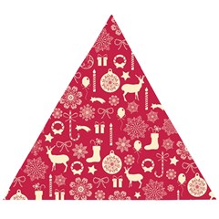 Christmas Pattern Background Wooden Puzzle Triangle by Vaneshart