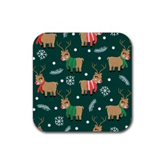 Cute Christmas Pattern Doodl Rubber Coaster (square)  by Vaneshart