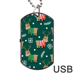 Cute Christmas Pattern Doodl Dog Tag Usb Flash (one Side) by Vaneshart