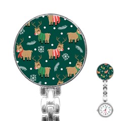 Cute Christmas Pattern Doodl Stainless Steel Nurses Watch by Vaneshart