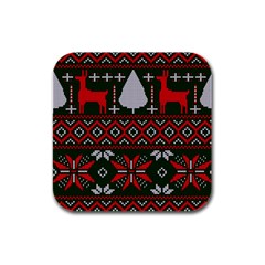 Christmas Pattern Knitted Design Rubber Square Coaster (4 Pack)  by Vaneshart