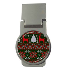 Christmas Pattern Knitted Design Money Clips (round)  by Vaneshart