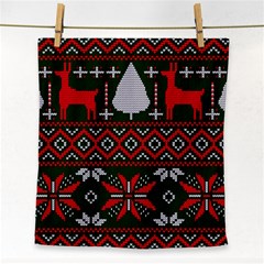 Christmas Pattern Knitted Design Face Towel by Vaneshart