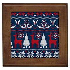 Knitted Christmas Pattern Framed Tile by Vaneshart