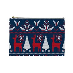 Knitted Christmas Pattern Cosmetic Bag (large)