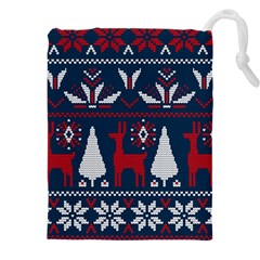 Knitted Christmas Pattern Drawstring Pouch (4xl) by Vaneshart