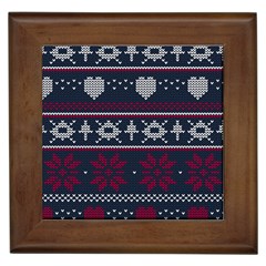 Beautiful Knitted Christmas Pattern Framed Tile by Vaneshart