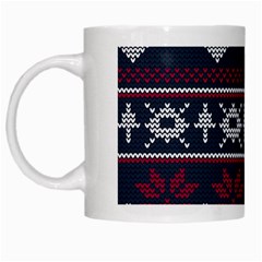 Beautiful Knitted Christmas Pattern White Mugs by Vaneshart