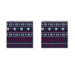 Beautiful Knitted Christmas Pattern Cufflinks (Square) Front(Pair)