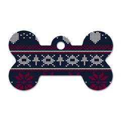 Beautiful Knitted Christmas Pattern Dog Tag Bone (one Side) by Vaneshart