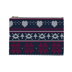 Beautiful Knitted Christmas Pattern Cosmetic Bag (large)