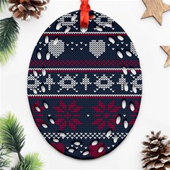 Beautiful Knitted Christmas Pattern Ornament (oval Filigree) by Vaneshart