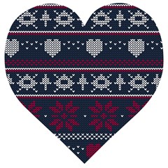 Beautiful Knitted Christmas Pattern Wooden Puzzle Heart