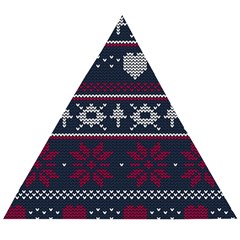 Beautiful Knitted Christmas Pattern Wooden Puzzle Triangle by Vaneshart