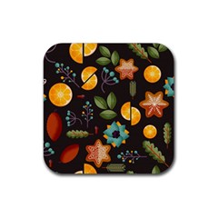 Christmas Seamless Pattern Rubber Coaster (square)  by Vaneshart