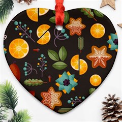 Christmas Seamless Pattern Heart Ornament (two Sides) by Vaneshart