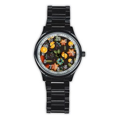 Christmas Seamless Pattern Stainless Steel Round Watch by Vaneshart