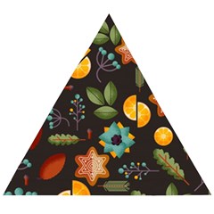 Christmas Seamless Pattern Wooden Puzzle Triangle