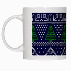 Beautiful Knitted Christmas Pattern Blur Green White Mugs by Vaneshart