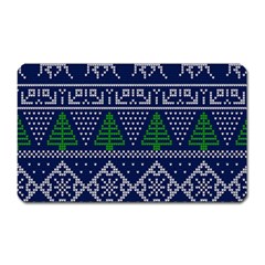 Beautiful Knitted Christmas Pattern Blur Green Magnet (rectangular) by Vaneshart