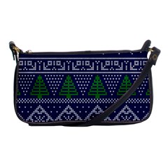 Beautiful Knitted Christmas Pattern Blur Green Shoulder Clutch Bag