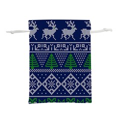 Beautiful Knitted Christmas Pattern Blur Green Lightweight Drawstring Pouch (s) by Vaneshart