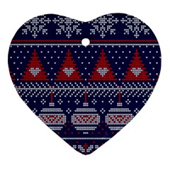 Beautiful Knitted Christmas Pattern Ornament (heart) by Vaneshart