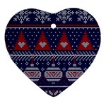 Beautiful Knitted Christmas Pattern Ornament (Heart) Front