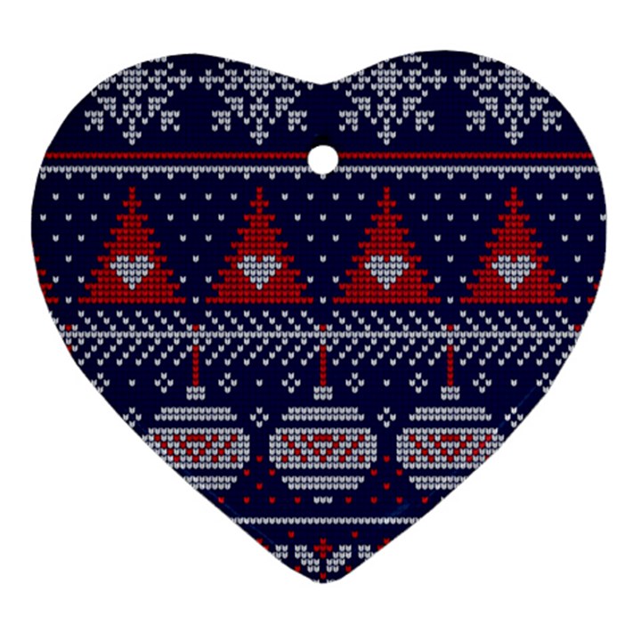 Beautiful Knitted Christmas Pattern Ornament (Heart)