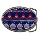 Beautiful Knitted Christmas Pattern Belt Buckles Front