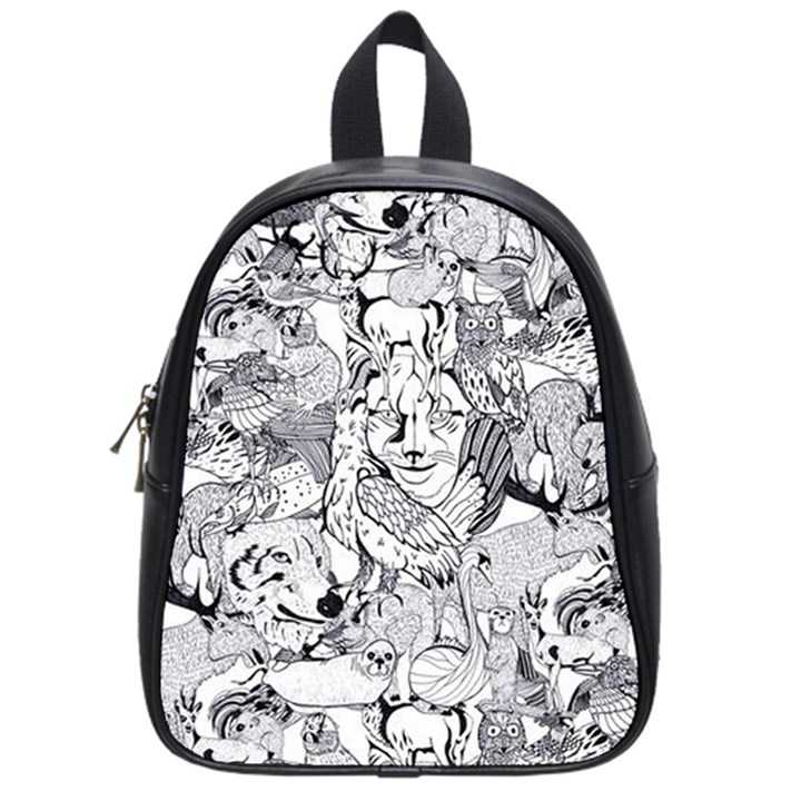 Animal Seamless Pattern School Bag (Small)