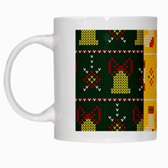 Knitted Christmas Pattern With Socks Bells White Mugs by Vaneshart