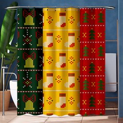 Knitted Christmas Pattern With Socks Bells Shower Curtain 60  X 72  (medium)  by Vaneshart