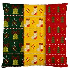 Knitted Christmas Pattern With Socks Bells Standard Flano Cushion Case (two Sides) by Vaneshart