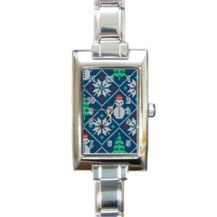 Knitted Christmas Pattern Rectangle Italian Charm Watch by Vaneshart