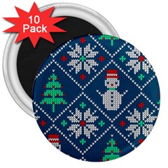 Knitted Christmas Pattern 3  Magnets (10 Pack)  by Vaneshart