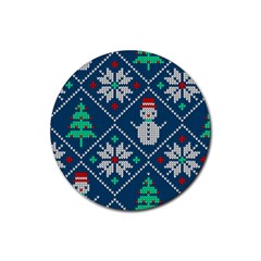 Knitted Christmas Pattern Rubber Round Coaster (4 Pack)  by Vaneshart